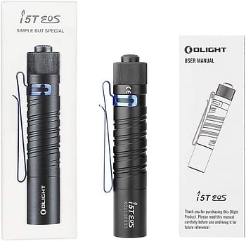 OLIGHT I5T EOS 300 Lumens Slim EDC Flashlight Dual-Output for Camping and Hiking, Tail Switch Flashlight with Beam Distance 196ft, Powered by Single AA Battery, Black