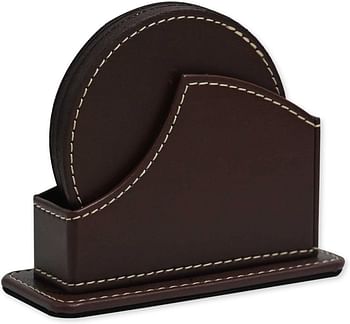 FIS® Executive Desk Set, Italian PU Materials, Set of 11 Pieces, Dark Brown Color, Pack in Gift Box-FSDS183DBR