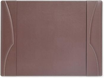 FIS® Executive Desk Set, Italian PU Materials, Set of 11 Pieces, Dark Brown Color, Pack in Gift Box-FSDS183DBR