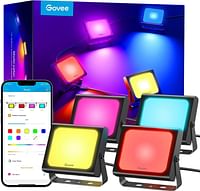 Govee Outdoor Flood Lights, Christmas Decorations Outdoor, 2200-6500K Dimmable RGBIC Warm White, Smart WiFi APP Control, IP66 for Garden Lawn, 4 Pack