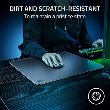 Razer Atlas Tempered Glass Gaming Mouse Mat: Ultra-Smooth Micro-Etched Surface - Dirt and Scratch-Resistant - Anti-Slip Base - Quiet Mouse Movements - Black