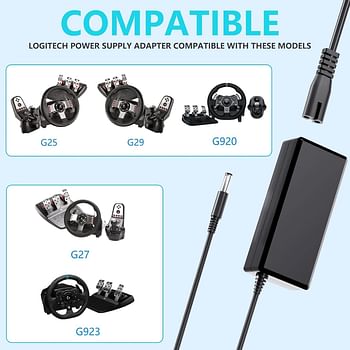 Upbright 24V AC/DC Adapter Compatible with Logitech G25 G27 G29 G920 190211-0010 G940 PS3 Xbox 360 Racing Wheel