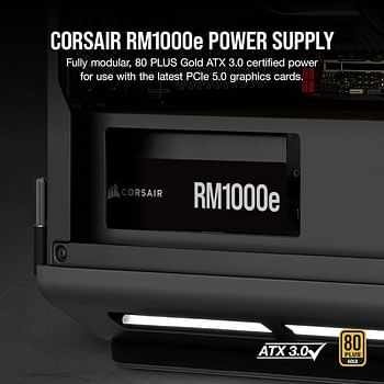 Corsair RM1000e (2023) Fully Modular Low-Noise ATX Power Supply - ATX 3.0 & PCIe 5.0 Compliant - 105°C-Rated Capacitors - 80 PLUS Gold Efficiency - Modern Standby Support - Black