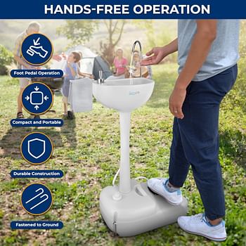 SereneLife Portable Camping Sink w/Towel Holder & Soap Dispenser