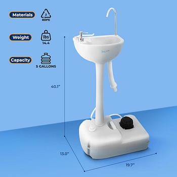 SereneLife Portable Camping Sink w/Towel Holder & Soap Dispenser