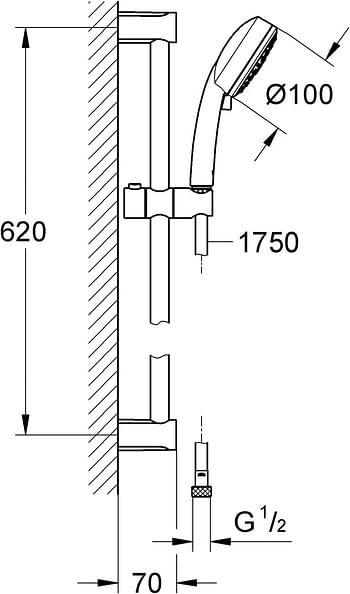 Grohe Shower And Bathroom Fixtures,Tempesta Cosmopolitan 100 Shower Rail Set 3 Sprays, 27579002