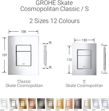 Grohe Bathroom Fixtures, Flush Plate With Dual Flush & - Skate Cosmopolitan Collection, 38732P00, Small