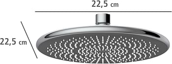 WENKO Water Saving Rain Shower Head, Plastic (ABS), High Pressure, No Hassle Installation, Large Luxury Rainfall, 22.5x22.5cm, Chrome