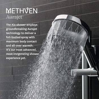 Methven Aio Removable Handheld Shower Head with High Pressure Water Jets Hose and Adjustable Arm Mount Water Saving & High Pressure Spray Technology Chrome