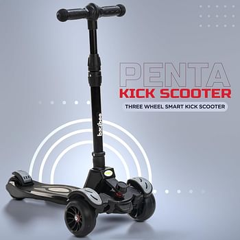 Baybee Penta Scooter for Kids, 3 Wheel Kids Scooter, Smart Kick Scooter with Foldable & Height Adjustable Handle, Scooter with LED PU Wheels & Brake, Skate Scooter for Kids Age 3-10 Years