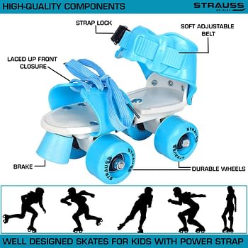 Strauss Kids Roller Skates, 5-11 Years, (Blue)