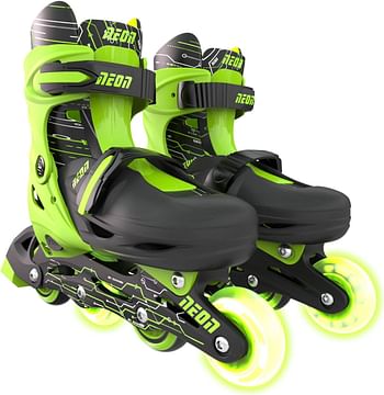 Yvolution Quad and Inline Skates Neon Combo 2-in-1 Skates for Kids with LED Wheels | Adjustable Sizing