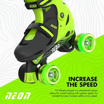 Yvolution Quad and Inline Skates Neon Combo 2-in-1 Skates for Kids with LED Wheels | Adjustable Sizing