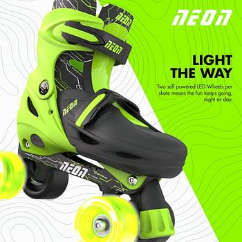 Yvolution Quad and Inline Skates Neon Combo 2-in-1 Skates for Kids with LED Wheels | Adjustable Sizing