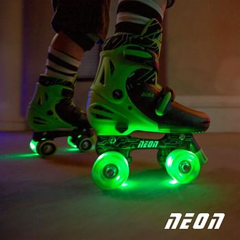 Yvolution Quad and Inline Skates Neon Combo 2-in-1 Skates for Kids with LED Wheels | Adjustable Sizing