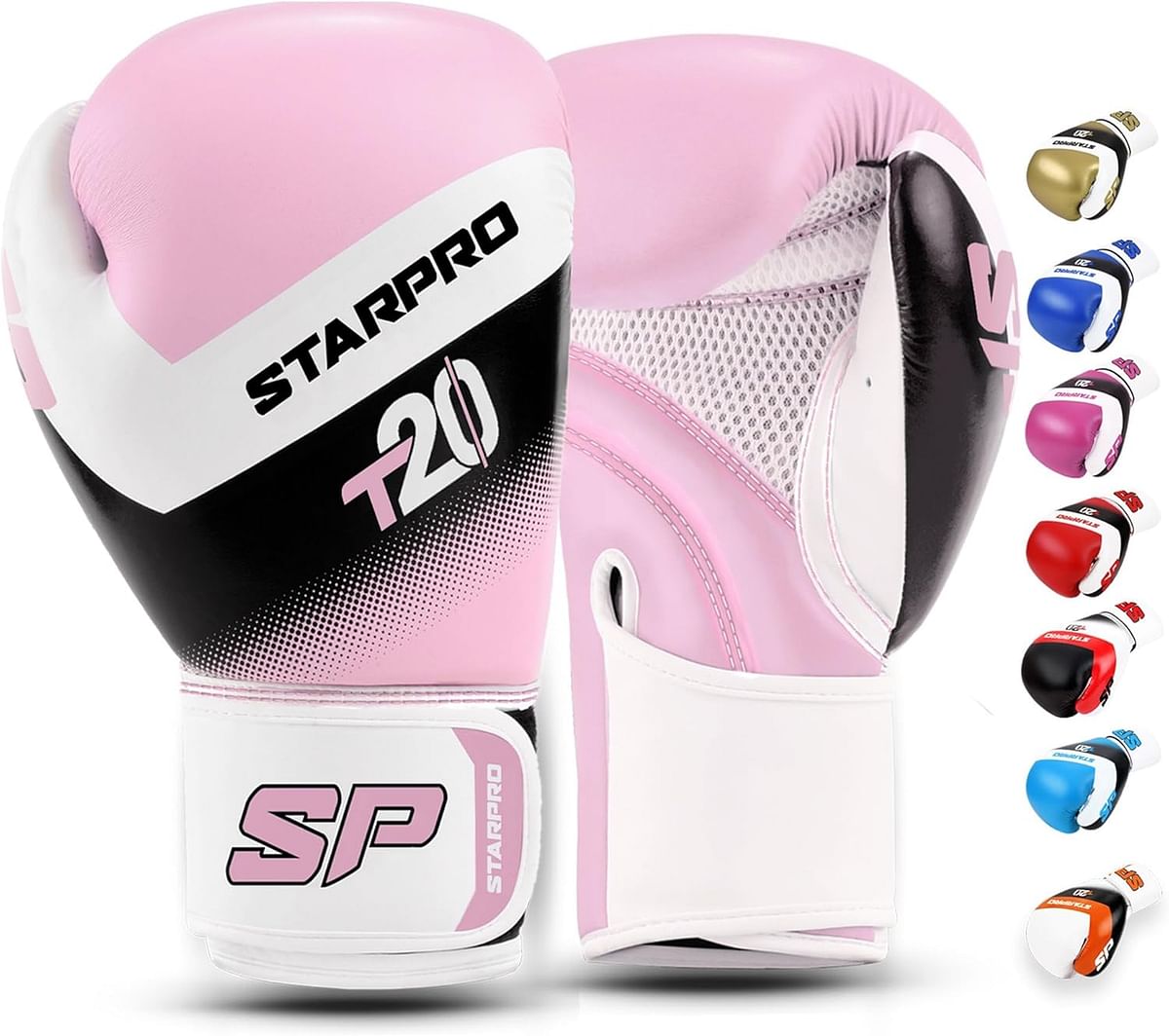 Starpro Boxing Gloves - 8oz 10oz 12oz 14oz 16oz - Vegan Leather Gloves for Training Sparring with Waterproof Lining - Breathable Mesh - Hand Protection