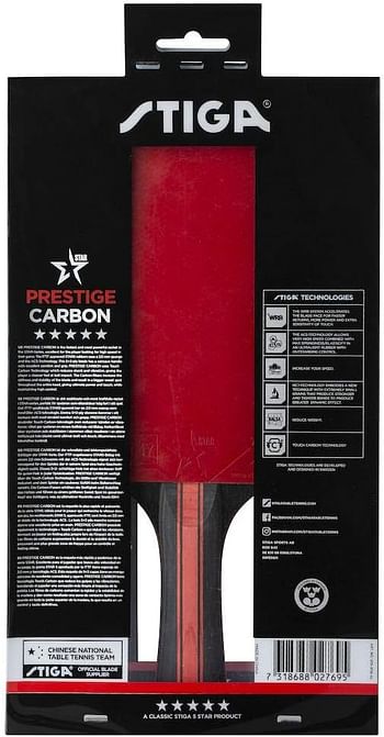 Stiga Prestige Carbon 5 Star Tennis Bat, One Size