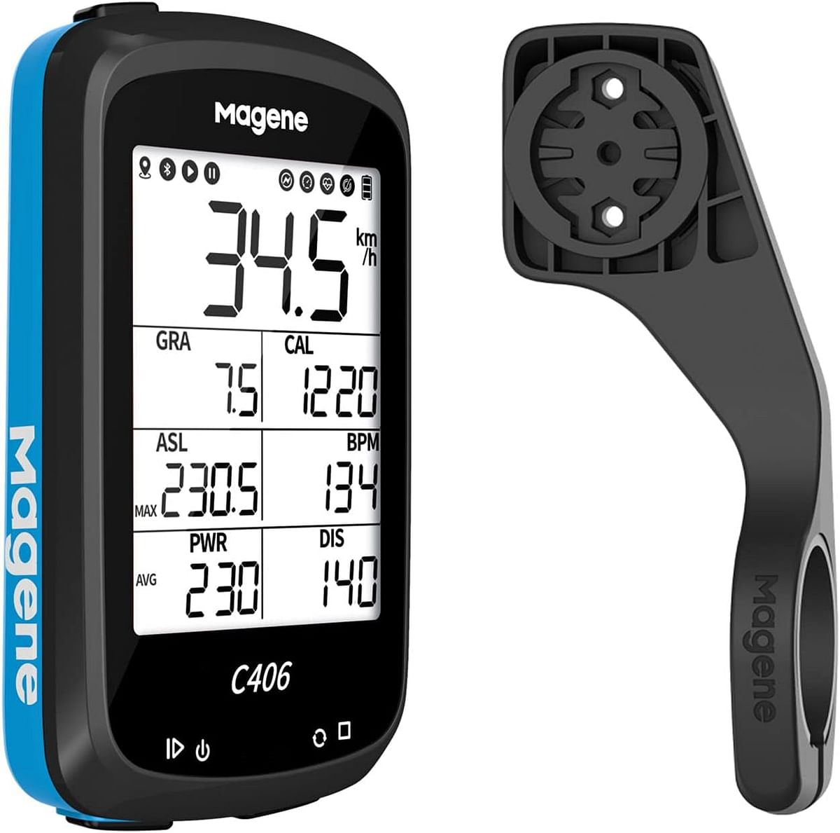 Magene C406 GPS Bike Computer Blue (Support Km/h Only)