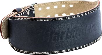 Harbinger Padded Leather Contoured Weightlifting Belt with Suede Lining and Steel Roller Buckle