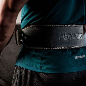 Harbinger Padded Leather Contoured Weightlifting Belt with Suede Lining and Steel Roller Buckle