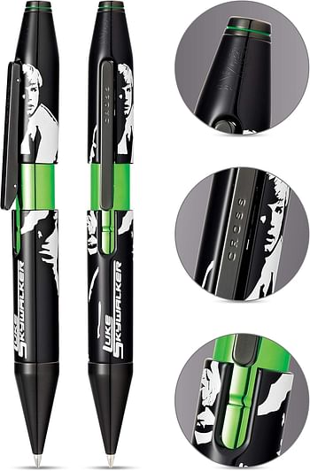 Cross X Star Wars™ Luke Skywalker™ Themed Design w/Lightsaber Green Details w/Polished Black PVD Appointments Rollerball Pen