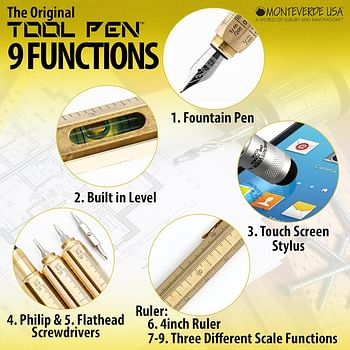 Monteverde USA Tool Fountain Pen - Solid Brass - F (MV32238)