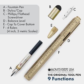 Monteverde USA Tool Fountain Pen - Solid Brass - F (MV32238)