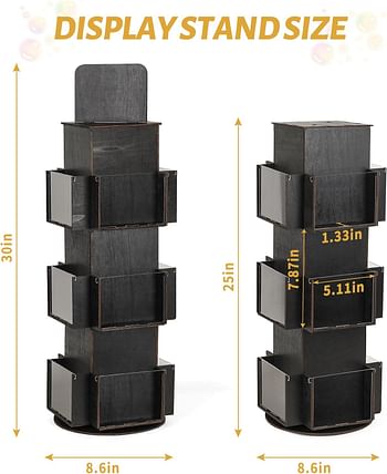 Natheeph Rotating Display Stand Greeting Card Display Wooden Display Rack with Two Card Sticker for Greeting Card Vendor Coffee Bag 3 Tier Tabletop Display Stand Ebony