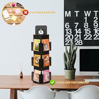 Natheeph Rotating Display Stand Greeting Card Display Wooden Display Rack with Two Card Sticker for Greeting Card Vendor Coffee Bag 3 Tier Tabletop Display Stand Ebony