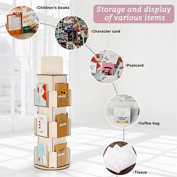 Natheeph Rotating Display Stand Greeting Card Display Wooden Display Rack with Two Card Sticker for Greeting Card Vendor Coffee Bag 3 Tier Tabletop Display Stand Ebony