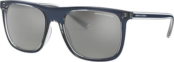 AX Armani Exchange Men's Ax4102S Square Sunglasses, Clear/Grey Silver Mirrored, 56 mm