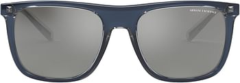 AX Armani Exchange Men's Ax4102S Square Sunglasses, Clear/Grey Silver Mirrored, 56 mm