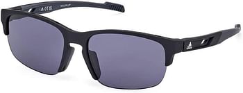 Adidas Sport SP006802A57 Navigator Shape Full Rim Sunglasses for Men, 57 mm Lense Width, Matte Black/Smoke