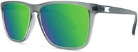 Knockaround Fast Lanes Polarized Sunglasses With Translucent Grey Frames/Green Reflective Lenses