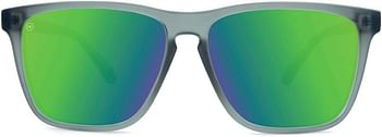 Knockaround Fast Lanes Polarized Sunglasses With Translucent Grey Frames/Green Reflective Lenses