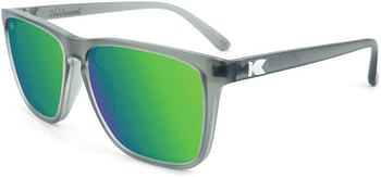 Knockaround Fast Lanes Polarized Sunglasses With Translucent Grey Frames/Green Reflective Lenses