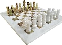 LAVISH CHESS SETS Handmade Staunton White and Green Onyx Marble Board Game - Best Board Games for Home Decor Gifts - Suitable For Table Decor - Non Go Board Game - Non Checker Board Game