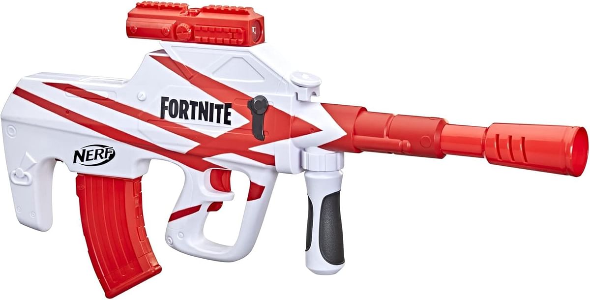 Nerf Fortnite B-AR Motorized Dart Blaster - Fortnite Converge Wrap Motorized 10-Dart Blasting 10-Dart Clip, 10 Official Nerf Elite Darts