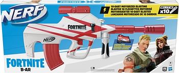 Nerf Fortnite B-AR Motorized Dart Blaster - Fortnite Converge Wrap Motorized 10-Dart Blasting 10-Dart Clip, 10 Official Nerf Elite Darts