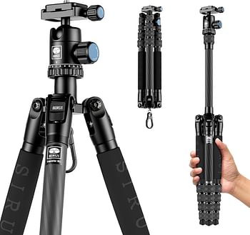 Sirui Compact Traveler 5C Tripod 54.3 Inches Lightweight Carbon Fiber Travel Tripod Portable Camera Tripod With 360° PanoRAMa Ball Head And Arca Swiss Quick Release Plate Load Capacity Up To 4Kgs