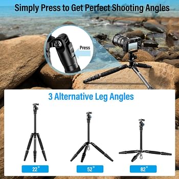 Sirui Compact Traveler 5C Tripod 54.3 Inches Lightweight Carbon Fiber Travel Tripod Portable Camera Tripod With 360° PanoRAMa Ball Head And Arca Swiss Quick Release Plate Load Capacity Up To 4Kgs