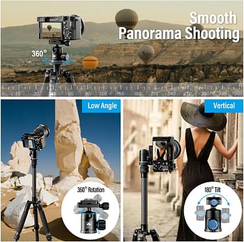 Sirui Compact Traveler 5C Tripod 54.3 Inches Lightweight Carbon Fiber Travel Tripod Portable Camera Tripod With 360° PanoRAMa Ball Head And Arca Swiss Quick Release Plate Load Capacity Up To 4Kgs