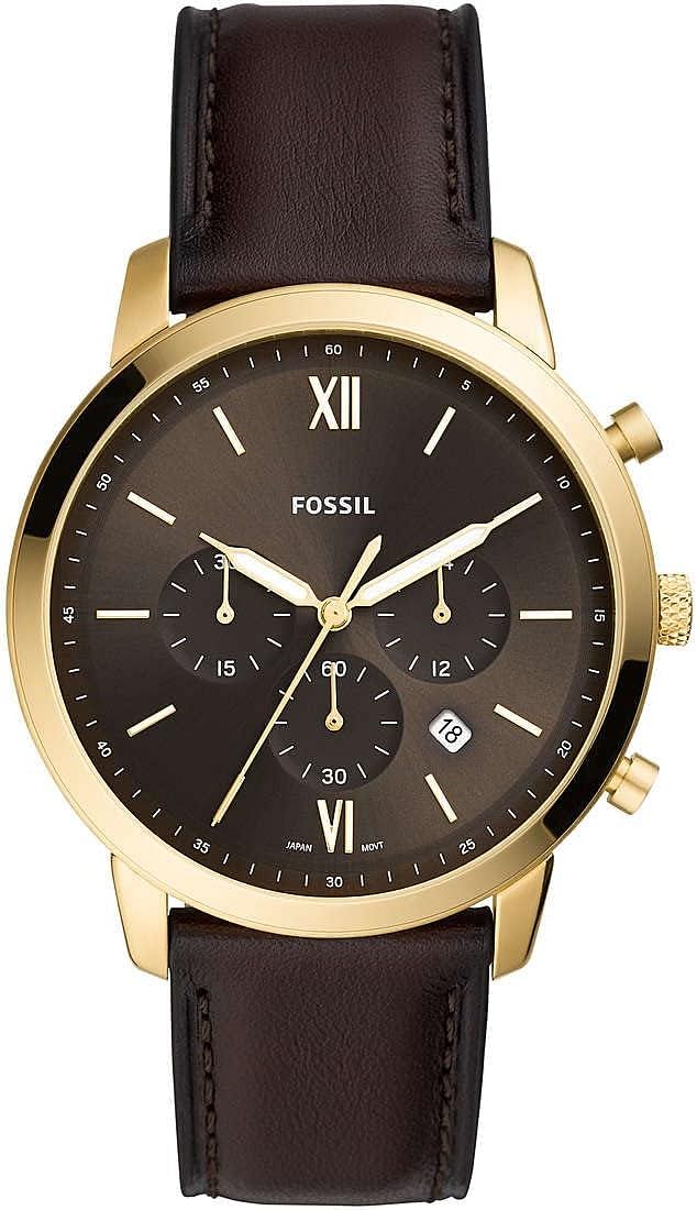 Fossil Men's Neutra Chrono Chronograph Gold-Tone Stainless Steel Watch FS5763 - Brown