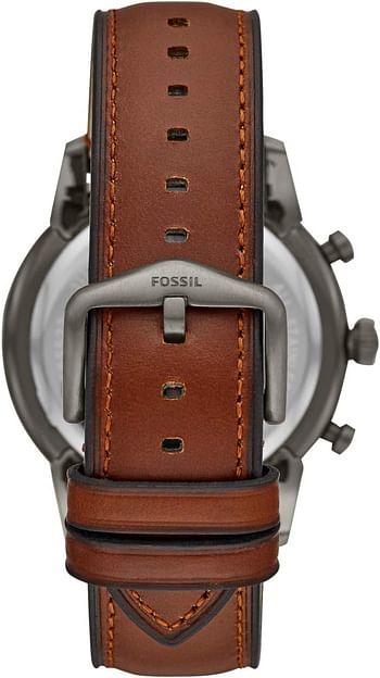 Fossil Watch for Men Townsman, Quartz Chronograph Movement, 44 mm Smoke Stainless Steel Case with a Leather Strap FS5522