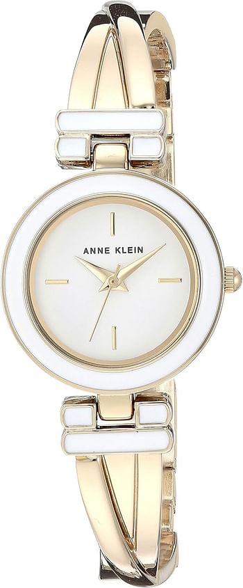 Anne Klein Women's Bangle Watch and Premium Crystal Accented Bracelet Set AK/3284WTST - Gold, White