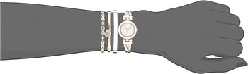 Anne Klein Women's Bangle Watch and Premium Crystal Accented Bracelet Set AK/3284WTST - Gold, White