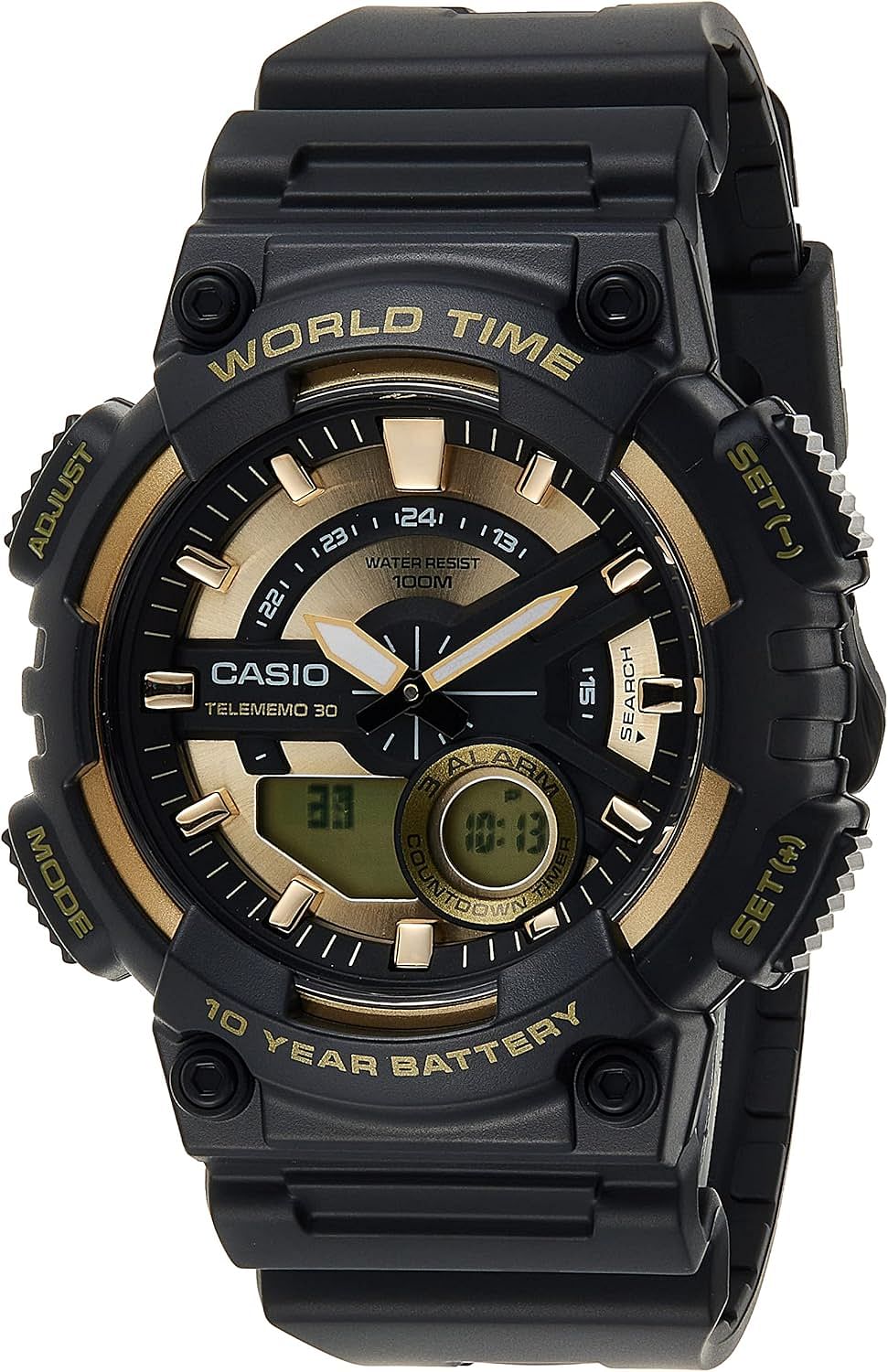 Casio Men's Watch AEQ-110BW-9AVDF Gold Dial Black Band