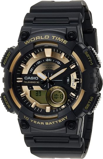 Casio Men's Watch AEQ-110BW-9AVDF Gold Dial Black Band