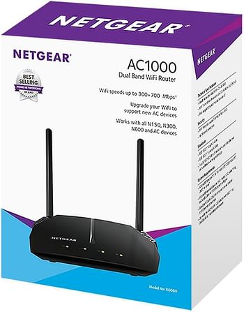 Netgear R6080-100INS AC1000 Dual-Band Wi-Fi Router (Black)