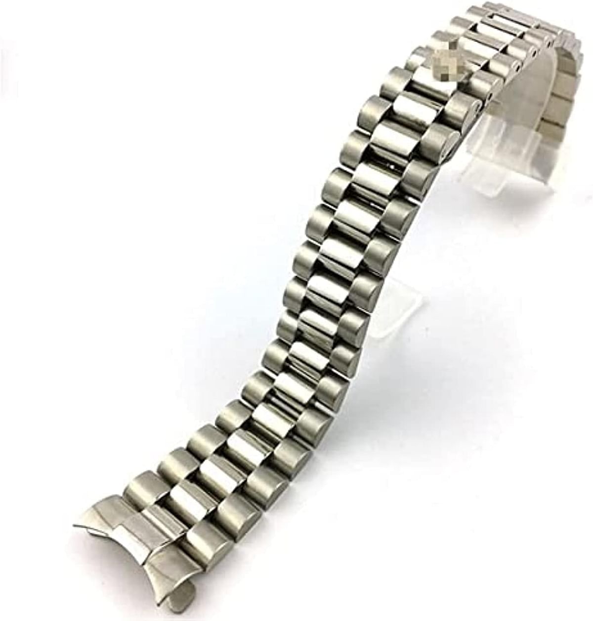 Warable Devices Accessories - 20mm Gold Middle Gold Silver Watch Band Strap Solid Stainless Steel Curved End President style Bracelet Strap Belt Wristband -Silver